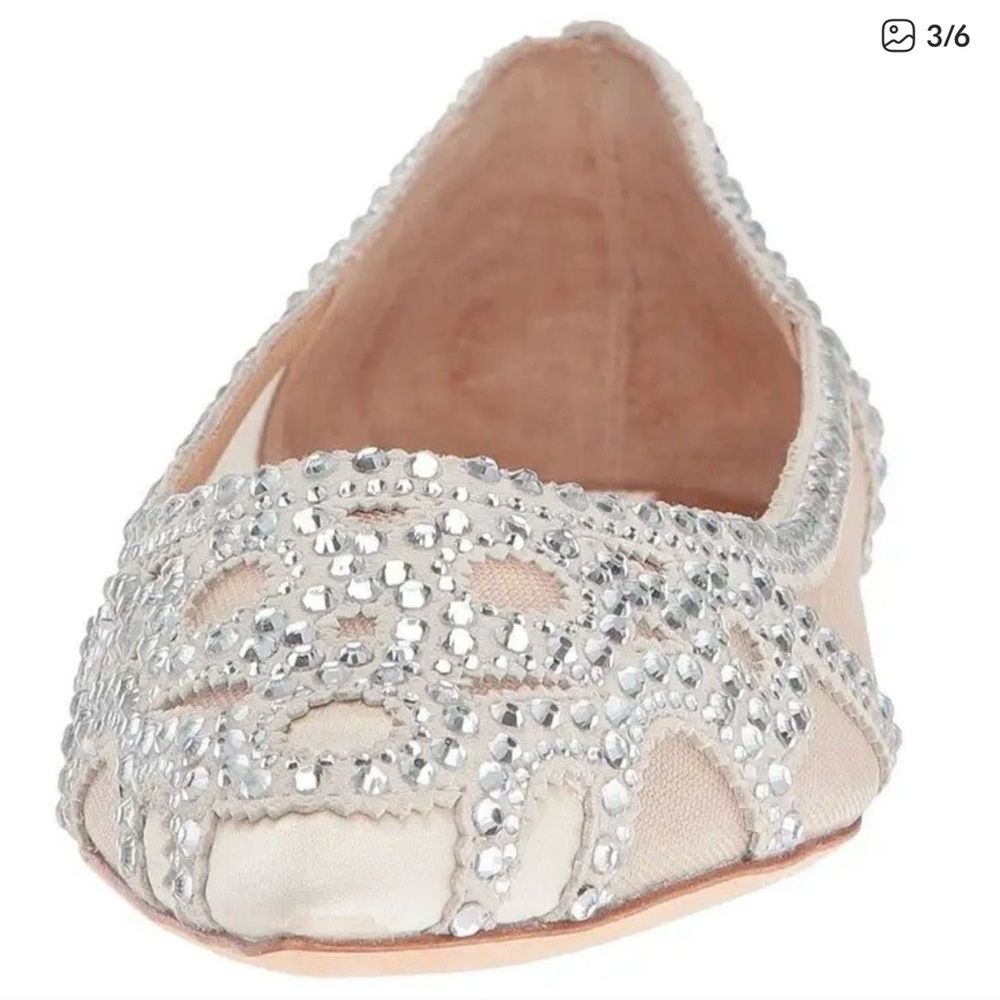 Badgley Mischka Silver Crystal Flats